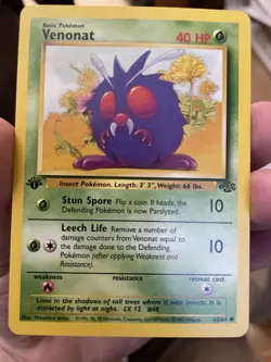 Pokemon TCG Venonat Jungle Card 63/64 Regular Common 1st Edition - Image 1