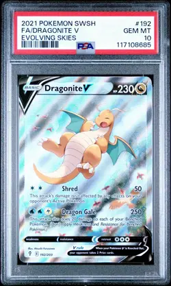 PSA 10 GEM MINT Dragonite V 192/203 Alt Art 2021 Evolving Skies Pokemon Card - Image 1