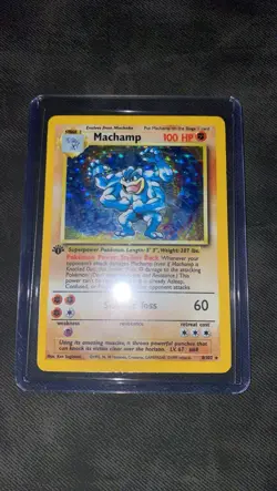 1st Edition Machamp 8/102 Base Set Holo Rare Vintage 1999 Pokemon Card MP/LP - Image 1