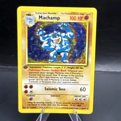 1st Edition Machamp 8/102 Base Set Holo Rare Vintage 1999 Pokemon Card MP/LP - Image 1