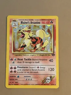 Pokemon TCG Blaine's Arcanine Holo Rare Card 1/132 Gym Challenge Unlimited - Image 1