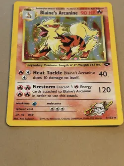 Pokemon TCG Blaine's Arcanine Holo Rare Card 1/132 Gym Challenge Unlimited - Image 2