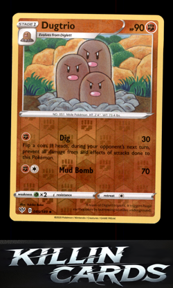 Reverse Holofoil Dugtrio 085/189 Pokemon Uncommon SWSH03: Darkness Ablaze Card N - Image 1