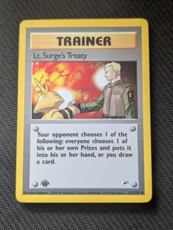 Lt. Surge's Treaty - 112/132 - Gym Heroes Uncommon 1st Edition - Pokemon TCG NM - Image 1