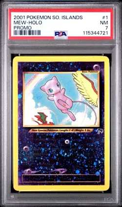 2001 POKEMON SOUTHERN ISLANDS PROMO #1 MEW - HOLO PSA 7 - Image 1