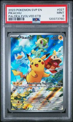2023 Pokemon Svp EN-SV Black Star Promo Pikachu Paldea Evolved ETB #027 PSA 9. - Image 1