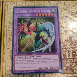 Yugioh! Card TCG ELEMENTAL HERO FLAME WINGMAN SGX1-ENA21 1st Edition SECRET Rare - Image 1