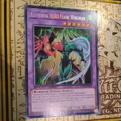 Yugioh! Card TCG ELEMENTAL HERO FLAME WINGMAN SGX1-ENA21 1st Edition SECRET Rare - Image 2