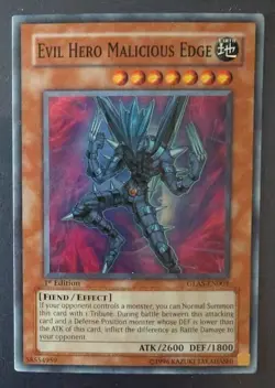 Yugioh! Evil Hero Malicious Edge - GLAS-EN003 - 1st Edition - Super Rare - Image 1