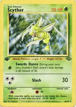 Pokemon Card - Scyther Jungle 1st Edition 26/64 Rare MP Moderate Play - Image 1