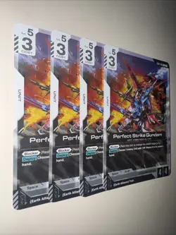 Gundam Card Game GD01 GD01-068 X4 Playset Perfect Strike Gundam Rare R TCG - Image 2