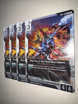 Gundam Card Game GD01 GD01-068 X4 Playset Perfect Strike Gundam Rare R TCG - Image 3