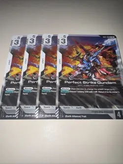 Gundam Card Game GD01 GD01-068 X4 Playset Perfect Strike Gundam Rare R TCG - Image 4