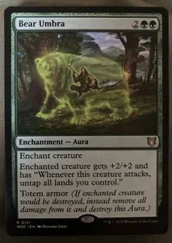 MTG BEAR UMBRA RARE MAGIC THE GATHERING COMMANDER ENCHANTMENT - Image 1
