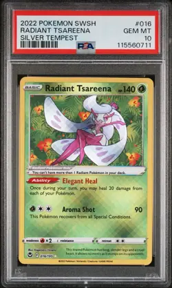 2022 Pokemon Sword & Shield Silver Tempest Radiant Tsareena 016/195 #016 PSA 10 - Image 1