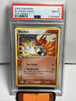 Graded PSA 8 2006 Pokemon Blaziken-Holo Pop Series 1 #1 - Image 1