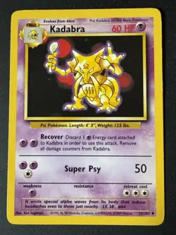 Kadabra Pokemon Uncommon Card Base Set - 33 /102 1999 - Image 1