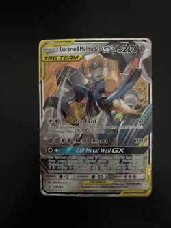 Pokemon TCG Lucario & Melmetal GX 120/214 Sm-Unbroken Bonds Ultra Rare Holo Card - Image 1