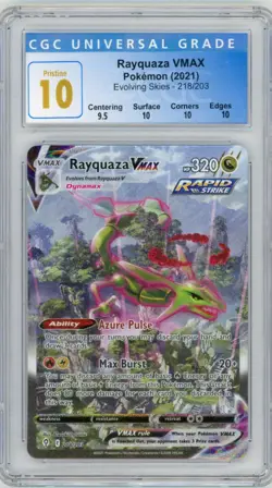 2021 Pokemon Evolving Skies Rayquaza VMAX #218 CGC Pristine 10 - Image 1