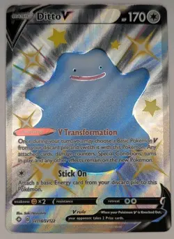 Ditto V SV118/SV122 Pokemon TCG Sword & Shield Shining Fates Full Art Shiny NM - Image 1