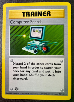 Computer Search 71/102 1st Edition Base (shadowless) Set Pokemon Card LP - Image 1