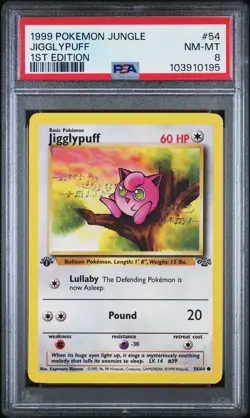 1999 POKEMON WOTC JUNGLE 1ST EDITION JIGGLYPUFF #54 PSA 8 - Image 1