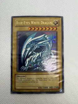Vintage Yugioh DAMAGED Lot (5) Cards Holo Blue Eyes Red Eyes Dragon Black Luster - Image 2