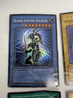 Vintage Yugioh DAMAGED Lot (5) Cards Holo Blue Eyes Red Eyes Dragon Black Luster - Image 5