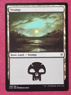 Magic The Gathering COMMANDER 2016 C16 SWAMP 343 land card MTG - Image 1