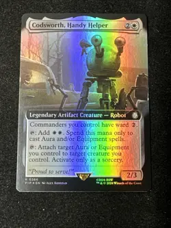 MTG Codsworth Handy Helper Extended Art Foil Fallout 366 NM Pip Magic - Image 1