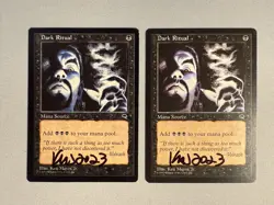 2 x Tempest Dark Ritual MTG Cards Signed by Artist Ken Meyer Jr. NM/M 1997 - Image 1