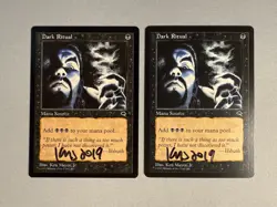 2 x Tempest Dark Ritual MTG Cards Signed by Artist Ken Meyer Jr. NM/M 1997 - Image 1