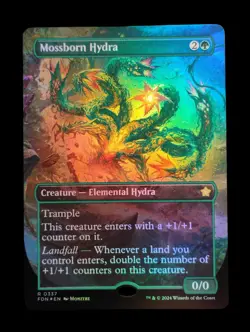 MTG Mossborn Hydra 0337 (Borderless) Foundations Foil Finish Rare - Image 1
