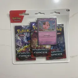 Pokemon Cards Scarlet & Violet Temporal Forces CLEFFA BLISTER PACK (3 Boosters+) - Image 1