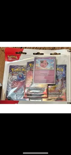 Pokemon Cards Scarlet & Violet Temporal Forces CLEFFA BLISTER PACK (3 Boosters+) - Image 1