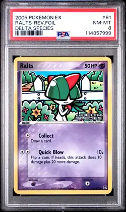 2005 POKEMON EX DELTA SPECIES RALTS #81 REVERSE FOIL PSA 8 NM #114857999 - Image 1