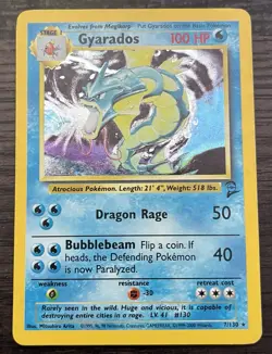 Gyarados 007/130 Pokemon TCG WOTC Base Set 2 Holo MP - Image 1