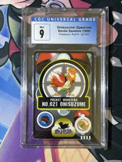CGC 9 Onisuzume (Spearow) Bandai Sealdass (1998) Pokemon No. 021 - Image 1