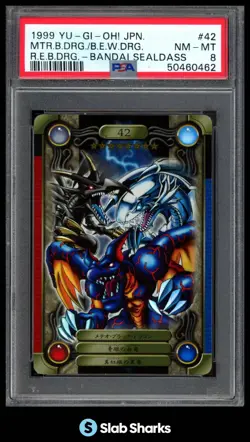 1999 YU-GI-OH! JPN #42 BLUE EYES WHITE DRAGON BANDAI SEALDASS PSA 8 - Image 1