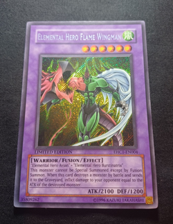 Yu-Gi-Oh Elemental Hero Flame Wingman EHC1-EN004 Secret Rare Limited Edition - Image 1