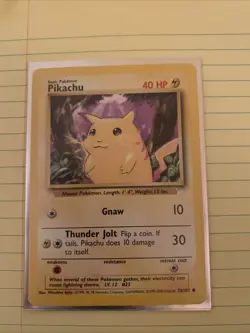 Pokemon TCG: Pikachu 58/102 Common Base Set Pokemon Card - VTG Free Ship! - Image 1