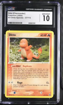 CGC 10 GEM MINT Ditto [Charmander] 2005 EX Delta Species 37/113 Pokemon Card psa - Image 1