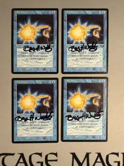 4 x Legends Force Spike MTG Cards Signed by Artist Bryon Wackwitz NM 1994 - Image 1