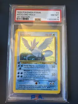 Pokemon Articuno Fossil 1st Edition 1999 Holo 2/62 PSA 8 NM-MT - Image 1