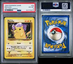 1999 POKEMON BASE SET UNLIMITED YELLOW CHEEKS #58 PIKACHU PSA 6 - Image 3