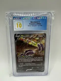 CGC 10 PRISTINE Pokemon Skuntank V 181/195 Alt Art Silver Tempest LOW POP - Image 1
