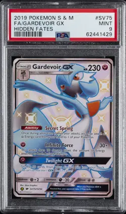 2019 POKEMON SUN & MOON HIDDEN FATES #SV75 FULL ART/GARDEVOIR GX PSA 9 - Image 1