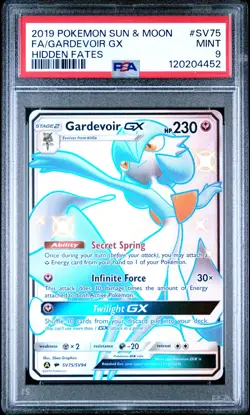 2019 POKEMON SUN & MOON HIDDEN FATES #SV75 FULL ART/GARDEVOIR GX PSA 9 - Image 1