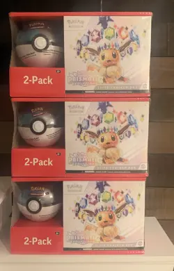 Pokemon TCG Prismatic Elite Trainer Box ETB Moon Ball Bundle Lot of 3 Sams Club - Image 1