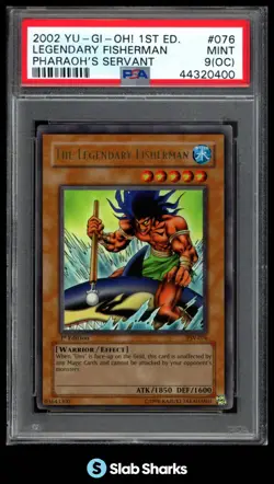 2002 YU-GI-OH! 1ST ED. PHARAOH'S SERVANT #PSV-076 LEGENDARY FISHERMAN PSA 9 (OC) - Image 1